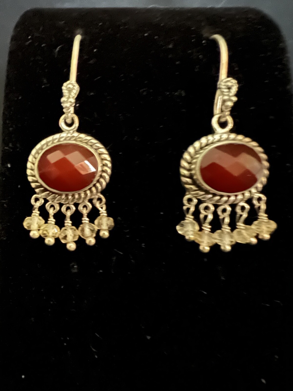 Womans Sterling Silver Bezel Set Ruby Dangle Earr… - image 2