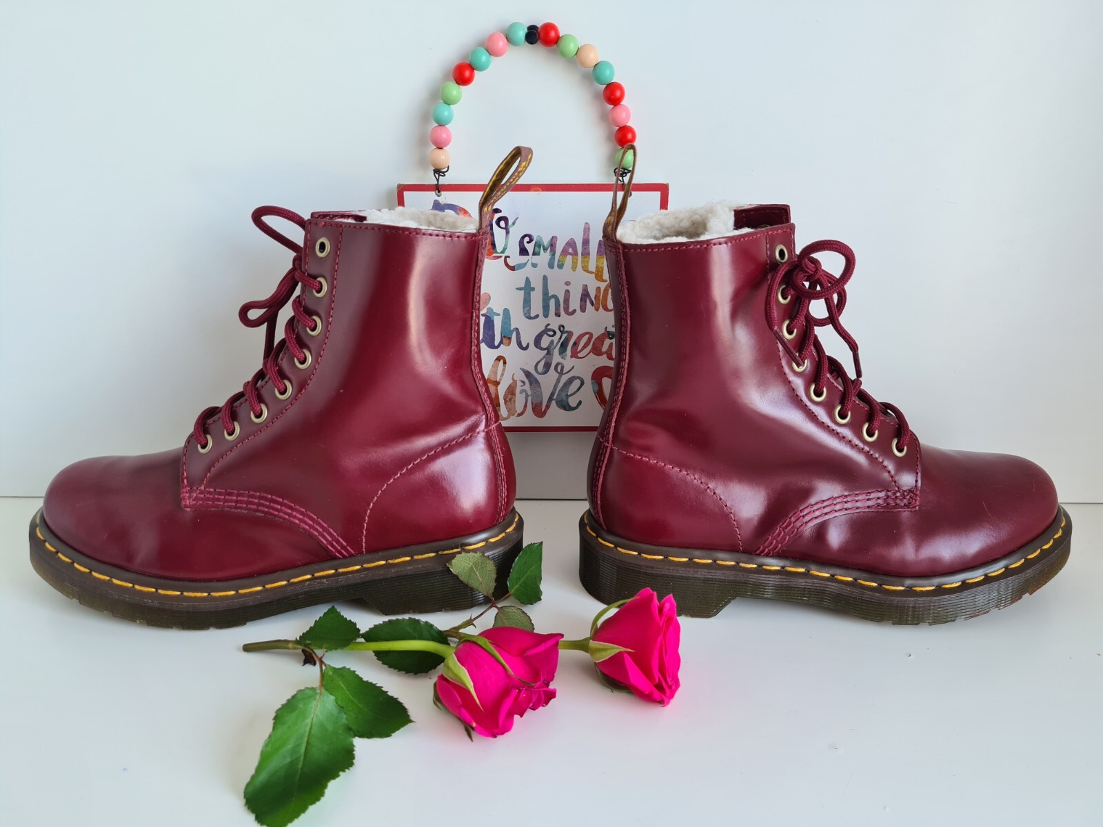 Dr Martens 1460 8 hole Pascal Shiraz Serena fur lined shearling boots UK5 EU38 image 2