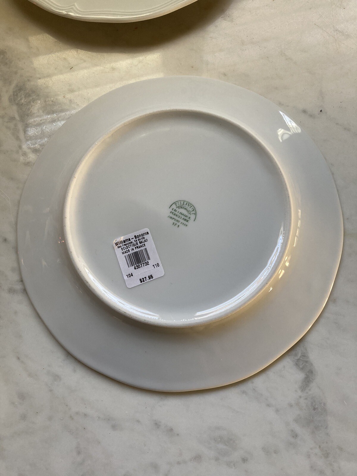 PILLIVUYT Eclectique Porcelain Salad Plate Set of 4, white (Retail 107