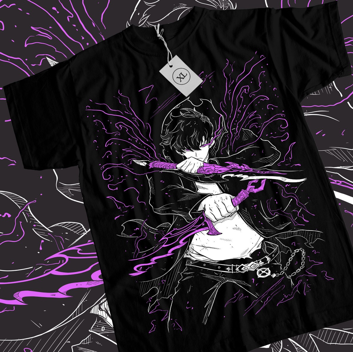 Solo Leveling T-Shirt Sung Jinwoo New Anime Manga Black