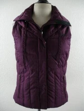 Women's S Columbia Arctic Crest Bibbed Bib Insert Down Vest Purple Shawl Collar