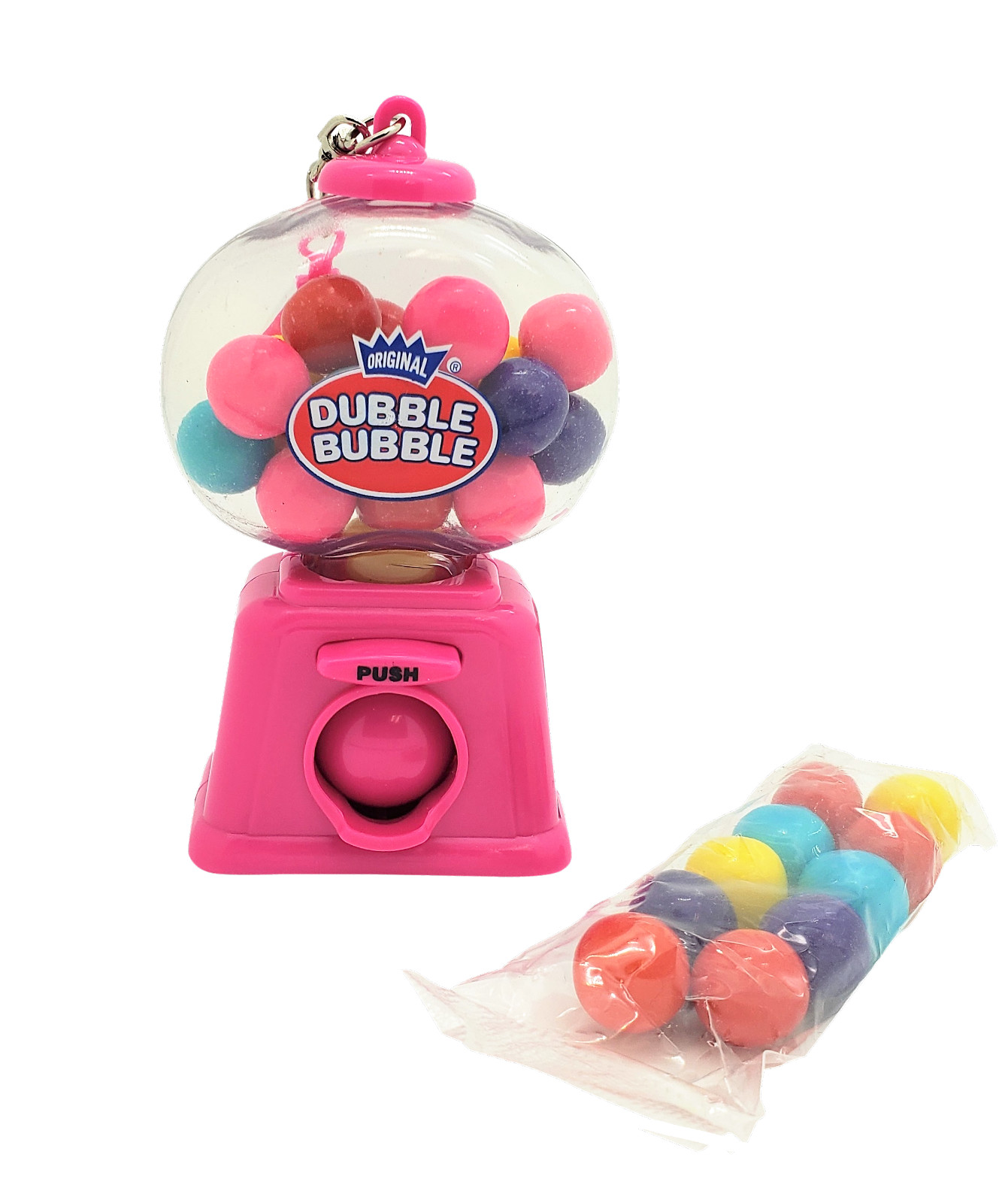 Colorful 4" Gumball Dispenser Machine Keychains with Gumballs Included (4 Pack)