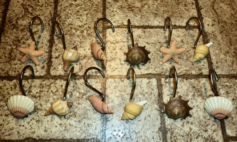 Seashell Shower Curtain Hooks. Set of 12.