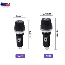 5/20Pcs Panel Mount Screw Cap Fuse Holder Case 5x20mm 6*30mm Glass Tube Fuses US