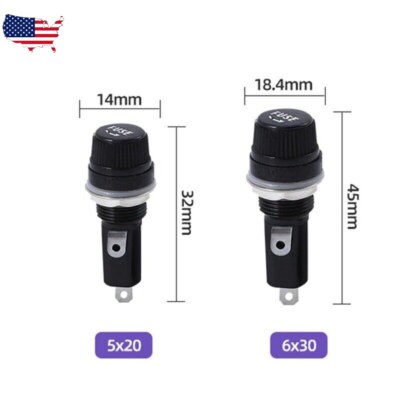 5/20Pcs Panel Mount Screw Cap Fuse Holder Case 5x20mm 6*30mm Glass Tube Fuses US