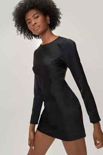 Nasty Gal - Long Sleeve Backless Satin Mini Dress - UK10