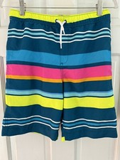 LANDS' END Boys Size L 14-16 Swim Trunks Suit Mesh Lining Bright Color Beach
