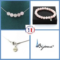 Schmuckset Armband Halskette 5 Perlen Rosenquarz 8 Mm Kette In GrößE Pers