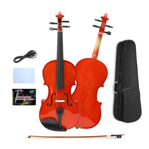 Violon 4/4 4 Corde Épice de Violon Acoustique Épinette Ébène avec arc