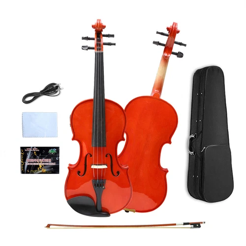 Violin 4/4 4 string Electric Acoustic Violin Spruce Maple Ebony Wood with bow
