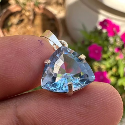 Flawless Certified 20.50 ct Santa Maria Blue Aquamarine Pendant-925 Solid Silver - Afbeelding 3 van 5
