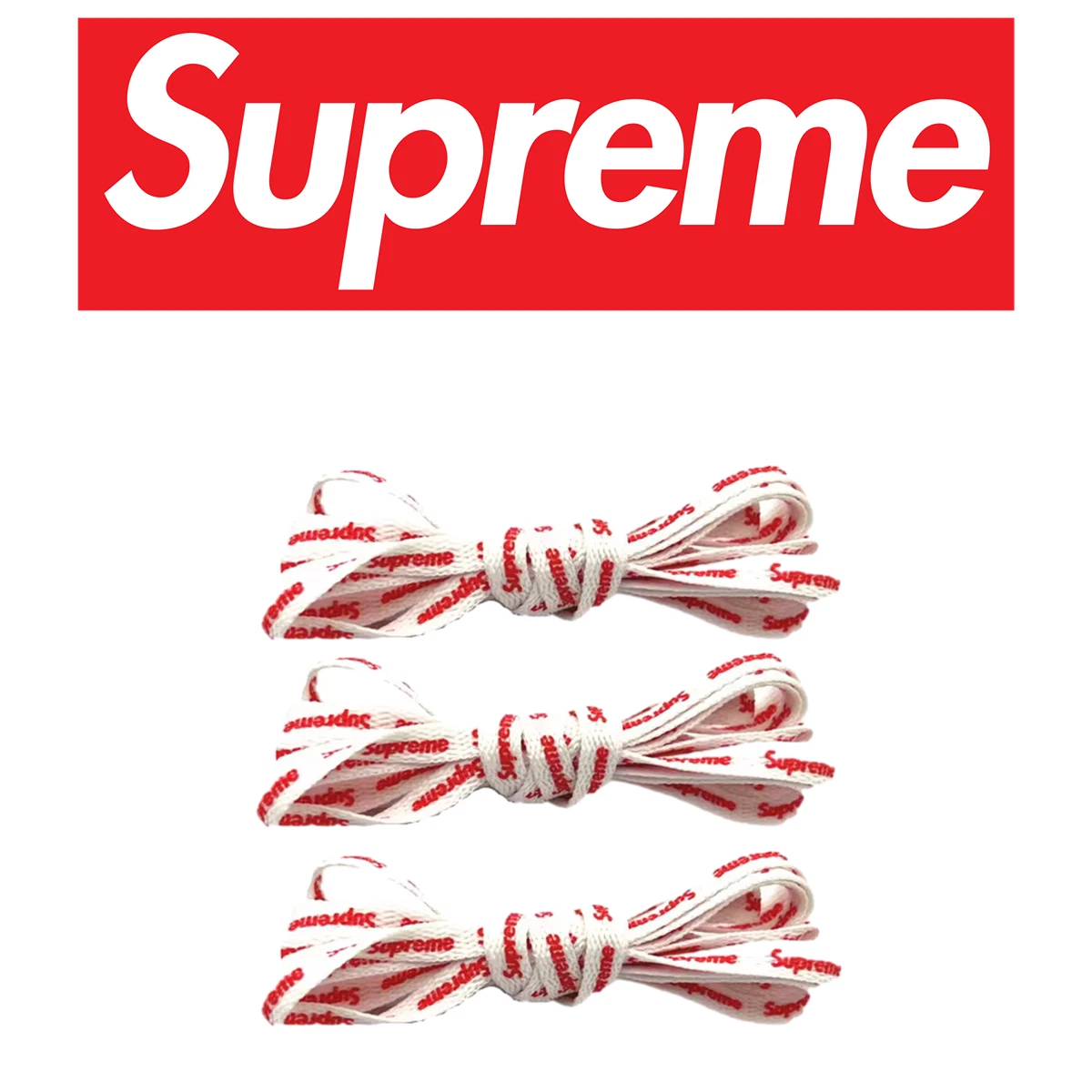 3 paires de lacets de chaussures Supreme blanc AF1 120 cm 47 po