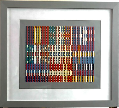 Yaacov Agam Flags of All Nations Plate Signed Serigraph on Paper Abstract Art