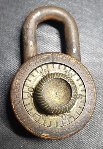 Junkunc Bros MFRS Combination Brass Lock 1912 Antique Fathers Day Gift