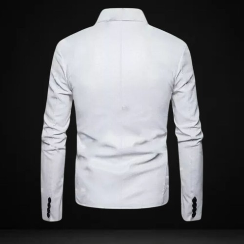 Men's Genuine White Lambskin Leather Blazer Celebrity Style Smart Casual Coat - Picture 2 of 3