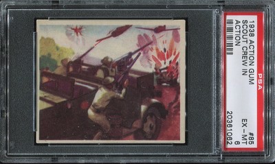 1938 Action Gum #85 Scout Crew In Action PSA 6 EX-MT Cert