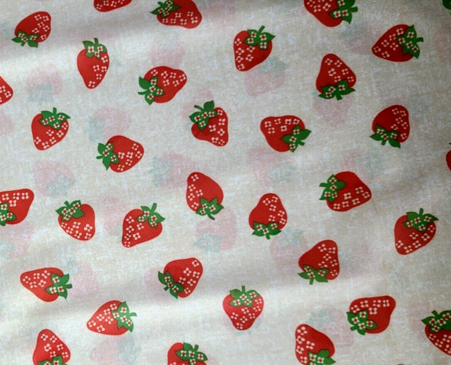 3 Yards by 50 Inches Wide Vintage Strawberry Print Polyester Fabric 2 Pieces