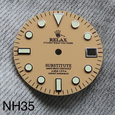 seiko mod dial , dial maker , Matte Khaki Relax dial  BGW9 Lume