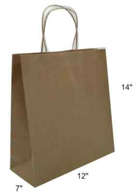 BROWN KRAFT CARRY BAGS WITH SECURE SEALING TAPE & HANDLES 250 bags [CTC116]