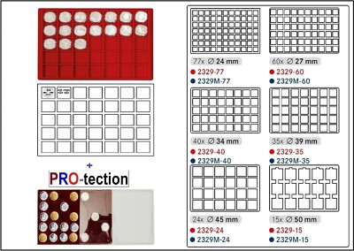 LINDNER-2329-35 Coin Trays 35 Compartments 39 mm Protective Slip PRO