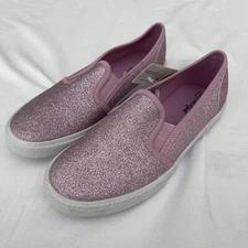 Cat & Jack Girls' Basic Orli Glitter Slid On Sneaker White/Purple Size 5 US New