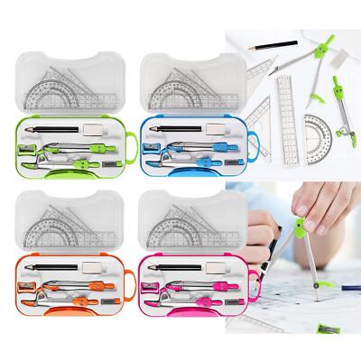 Mathe Geometrie Kit Winkelmesser Set Dreieck Lineal Bleistiftspitzer mit Aufbewahrung