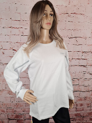 Buffalo Damen Cropped Sweatpullover Pulli Sweat Weiß mit Silber Größe 36/38