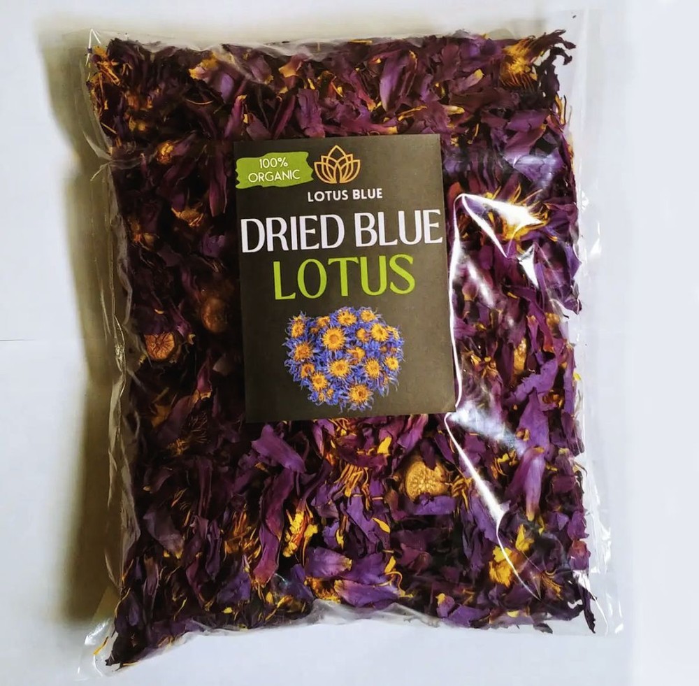 Dried Blue Lotus Flowers Whole Sacred Lily Nymphaea Caerulea Organic Sri Lanka