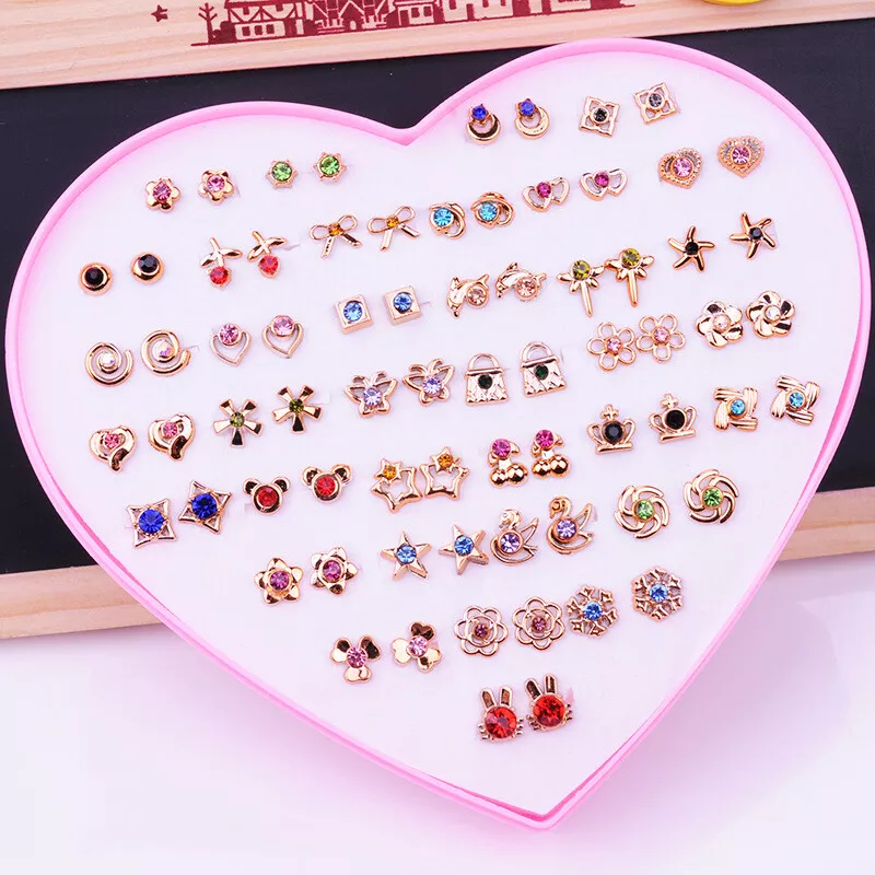 36 Pairs/set Cute Mixed Flower Pattern Stud Earrings For Kids Girls Jewelry  Gift