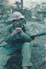 WW II USA Photo ---- Soldier Having A Smoke