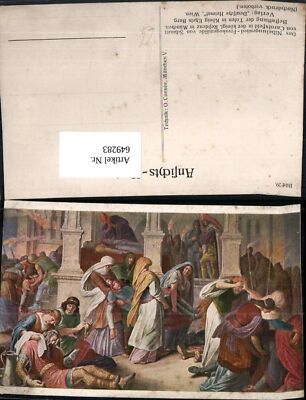 649283,Künstler Ak Schnorr v. Carolsfeld Bestattung d. Toten Etzels Burg Nibelun