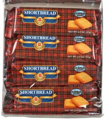 Global Brands Shortbread Cookies, TWO- 4-ct. Boxes- Delicious Taste! Coffee/Tea