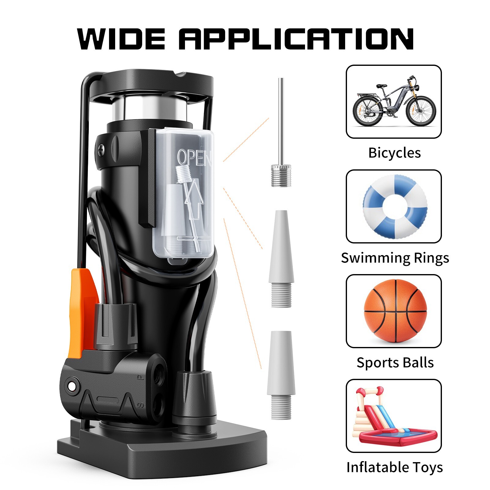 AMYET Portable Bike Foot Activated Pump Ebike Bicycle Ball Car Tire Air Pump US