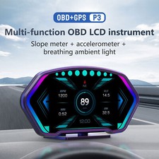 Obd2gps Hud Gauge Car Digital Head Up Display Speedometer Turbo Rpm Alarm Temp