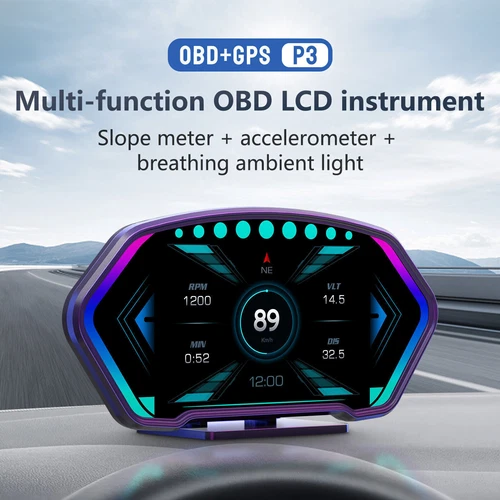 OBD2+GPS HUD Gauge Car Digital Head Up Display Speedometer Turbo RPM Alarm Temp - Picture 4 of 18