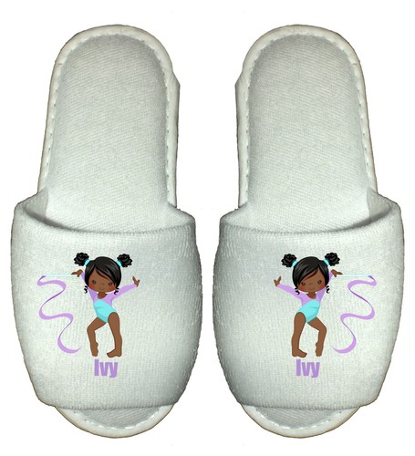 Personalised Gymnast Spa Slippers - childrens gymnastics dance rhythmic gift - Picture 9 of 9