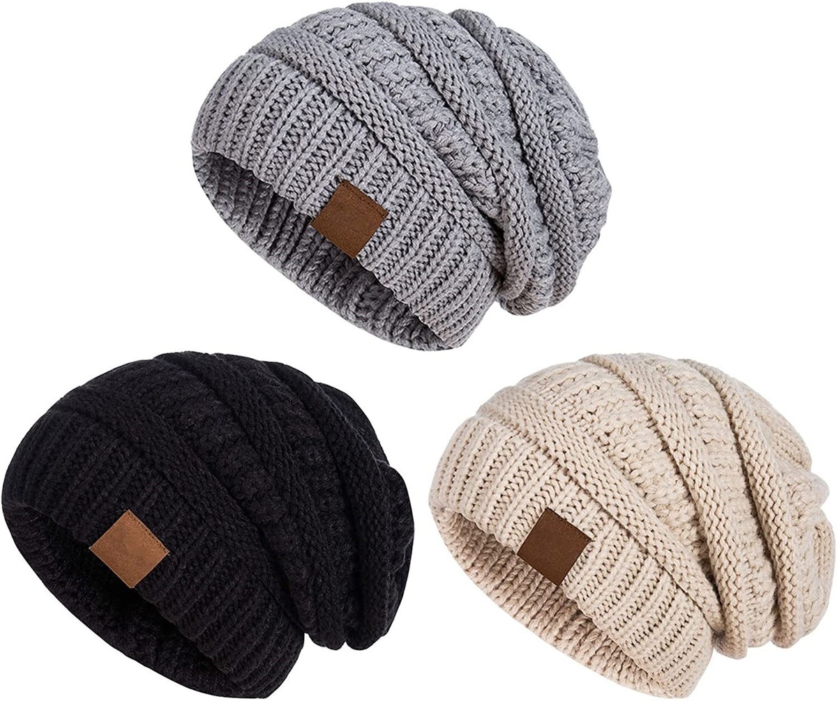 Womens Beanies for Winter 3 Pack, Slouchy Beanies for Women  display picture 2