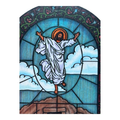 Easter JESUS He Is Risen Empty Tomb Resurrection Stain Glass Image Wall Hanging - 第 9/14 張圖片