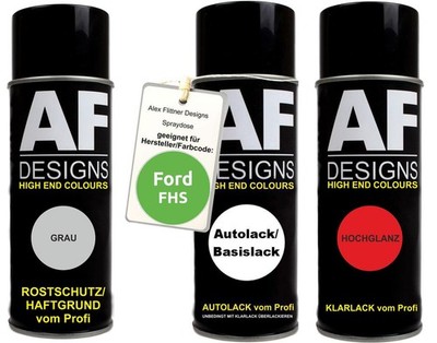 Spraydose Set für Ford FHS Gelbgrün Autolack Klarlack Grundierung Spraydose Set