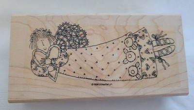 Unused Wood Mount Rubber Stamp: BALLERINA ANGEL Holding a Heart by Stampin' Up!