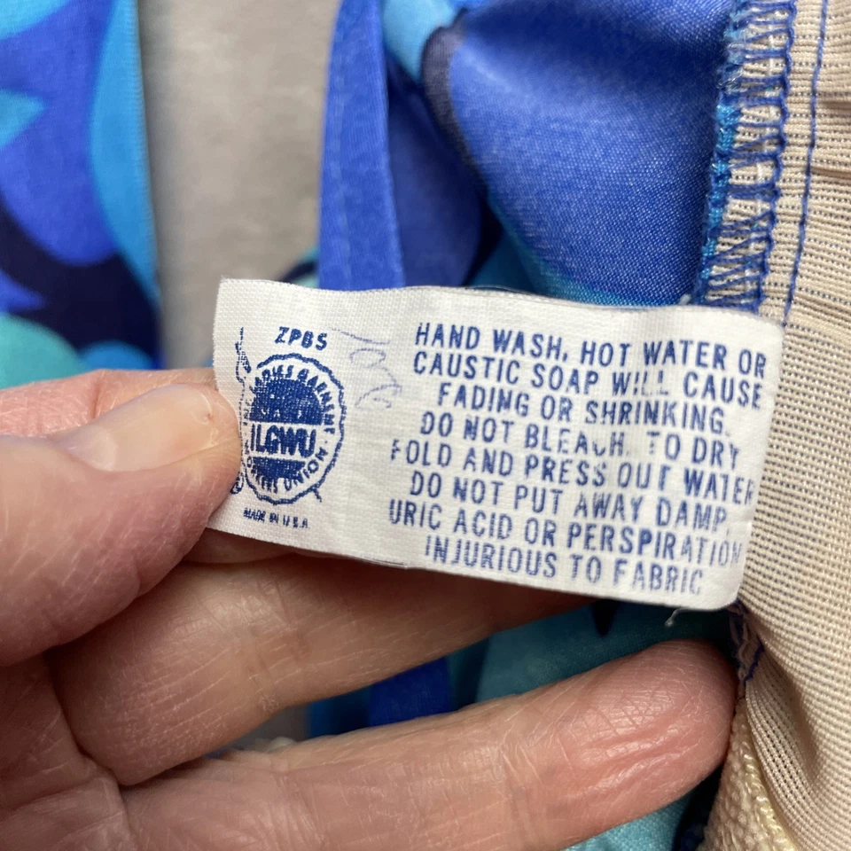 Traje de baño y encubrimiento vintage Roxanne de 1 pieza para mujer 12 azul floral hecho en unión en EE. UU. Foto 4 de 4