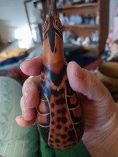 Hand Carved Painted Folk Art Peruvian Dried Gourd Bird