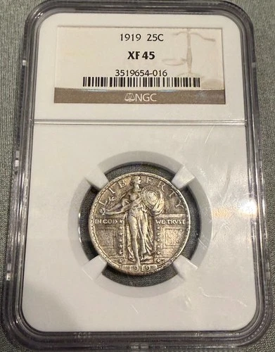 1919 Standing Liberty Quarter  NGC XF 45   Sharp Original w/ Nice Eye Appeal