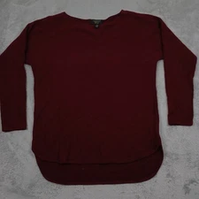 Charter Club Sweater Womens Medium Red Cashmere Pullover Lightweight Preppy