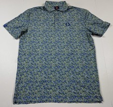 Donald Ross Sport Blue Green Floral Polo Shirt Medium