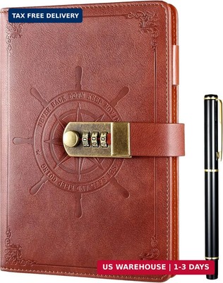 Kesote Diary with Lock, Refillable Journal with Lock Diary Organizer with Pen, V