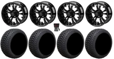 LSI Warlock 10" Golf Wheels Gloss Black 205x50 Cruze Tires E-Z-GO & Club Car