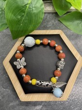 Handmade Ceramic Bead Beaded Stackable 6.5  Plus Stretch Bracelet New B304