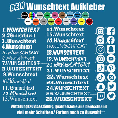 30cm Wunschtext Aufkleber Handy Auto Boot Name Schriftzüge Sticker Rad Motorrad