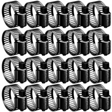 20pcs Black Hose Clamp,1/2"-3/4" 13-19mm 304 Hose Clamps Stainless Steel Adju...